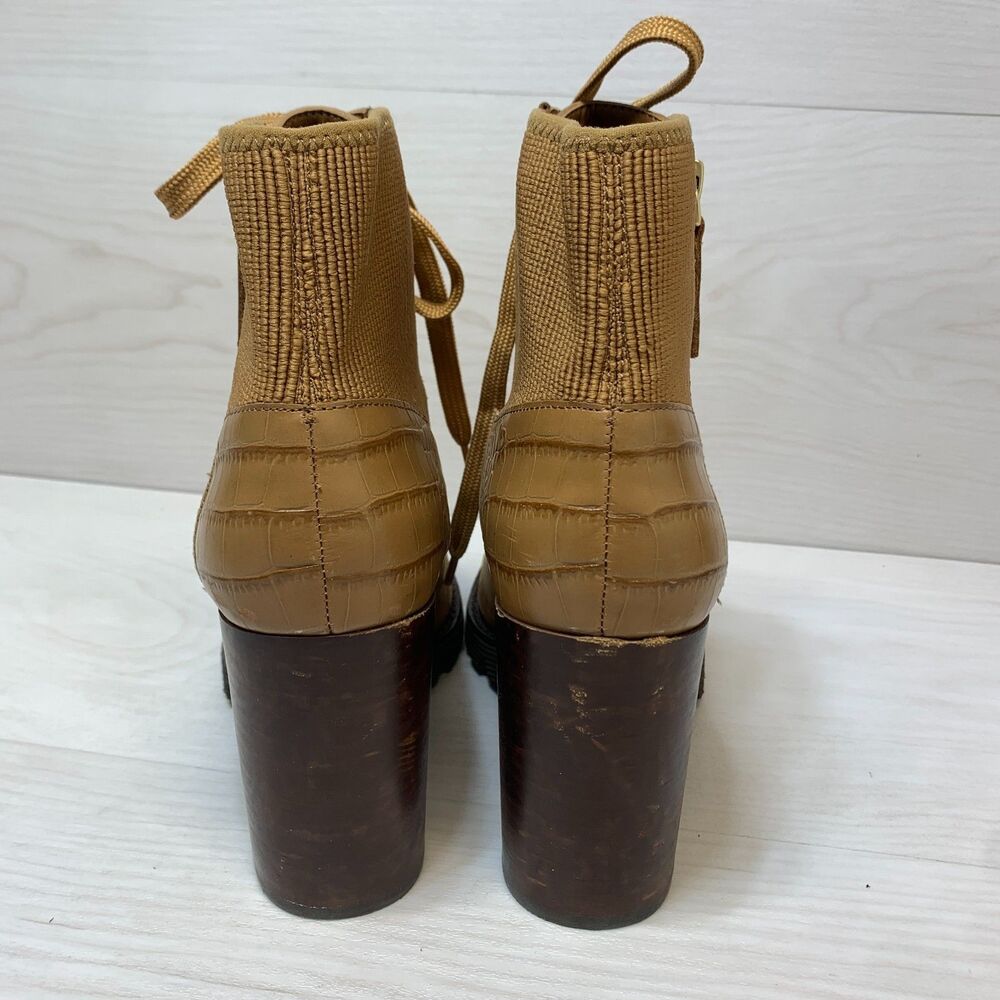 Gibson Latimer Combat Boots Women's Size 8M Brown Suede Side Zip Block Heel - Picture 5 of 12